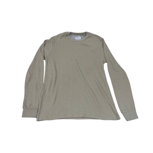 Denim & Flower Men’s Beige Long-Sleeve Waffle Knit Crewneck Shirt M - New - Picture 1 of 8